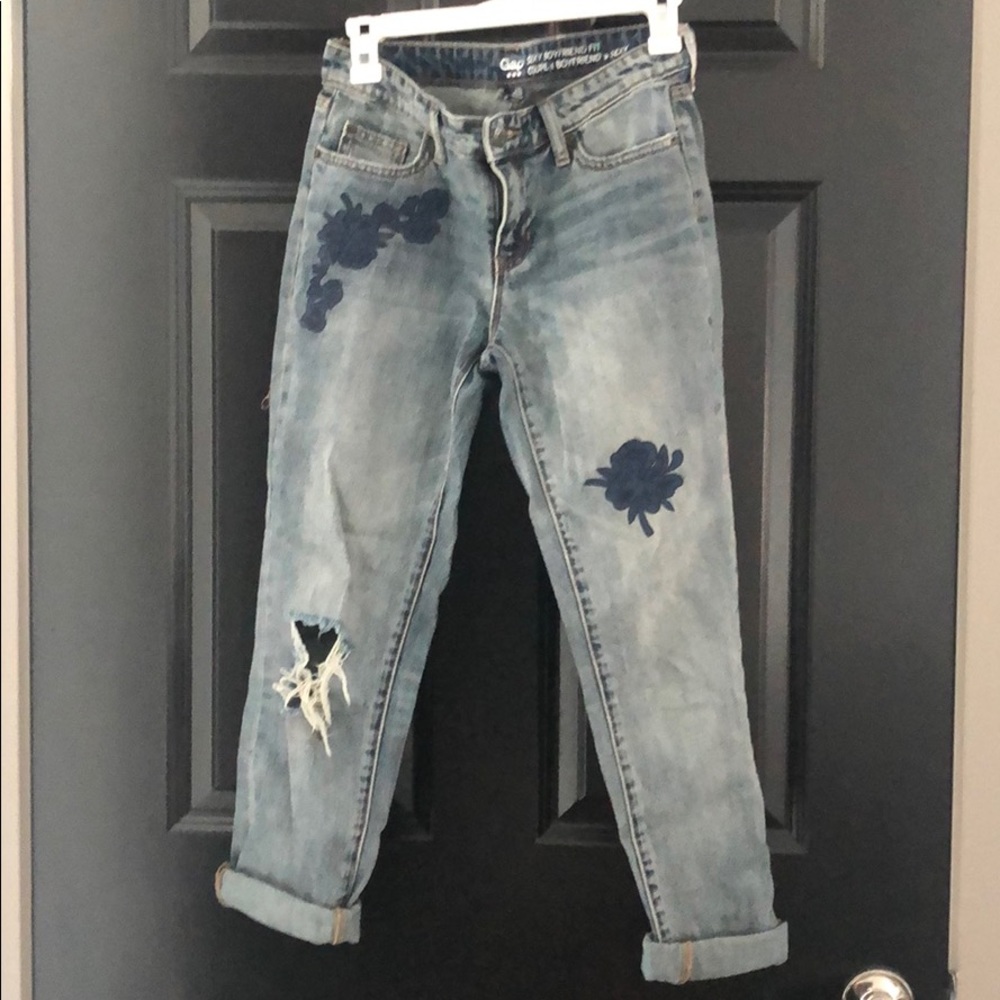 Gap Boyfriend Embroidered Jeans